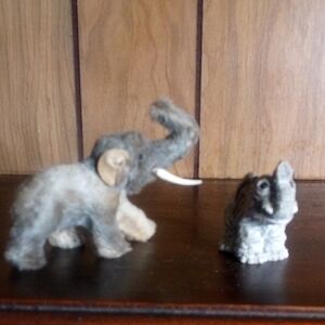 Gray Elephant and Rabbit Figurines